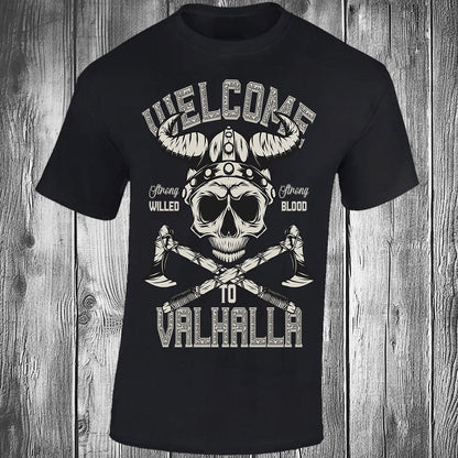 Welcome To Valhalla Skull - Black T-shirt