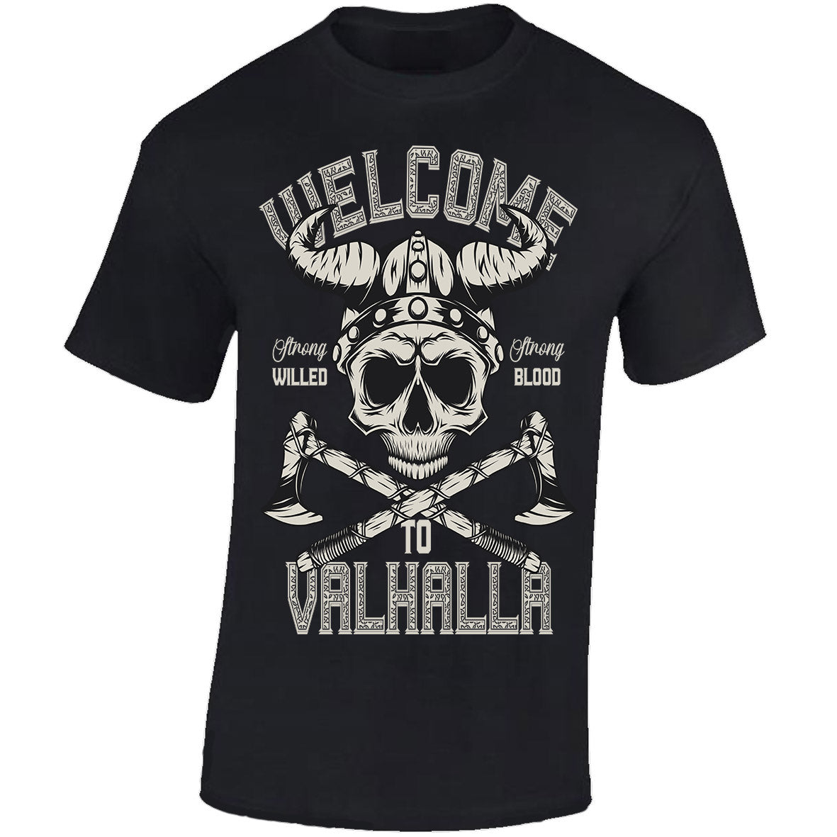 Welcome To Valhalla Skull - Black T-shirt
