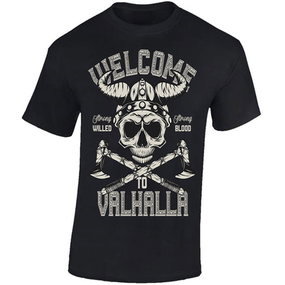 Welcome To Valhalla Skull - Black T-shirt