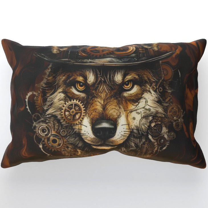 Steampunk Wolf - Cushion, Double-Sided