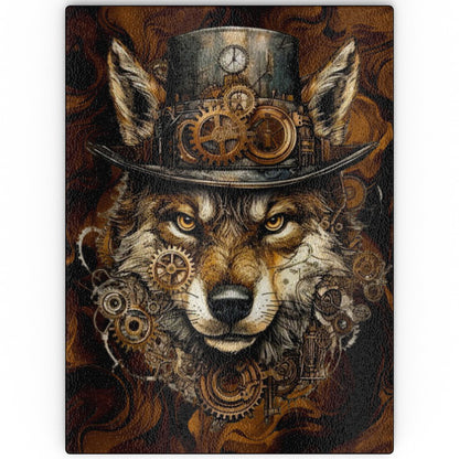 Steampunk Wolf - Glass Chopping Board