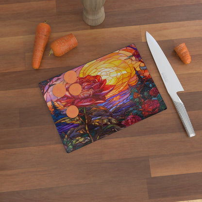 Beauty At Sunset Stained Window Effect - Glass Chopping Board