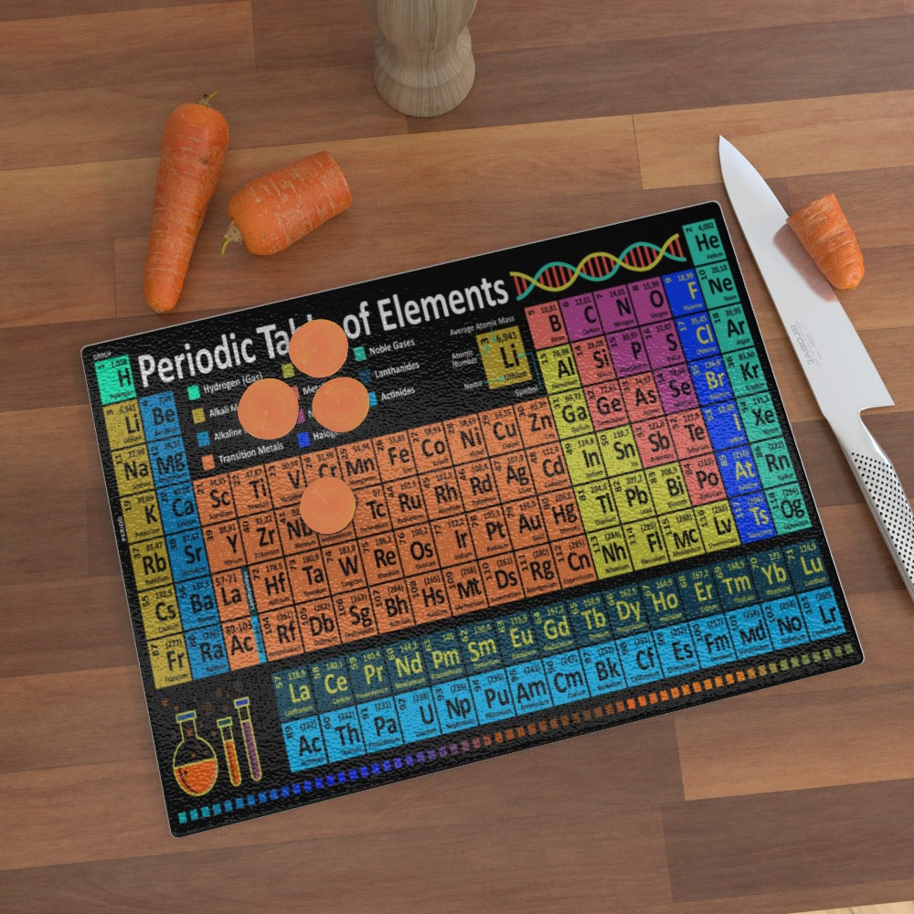 Periodic Table of Elements - Glass Chopping Board