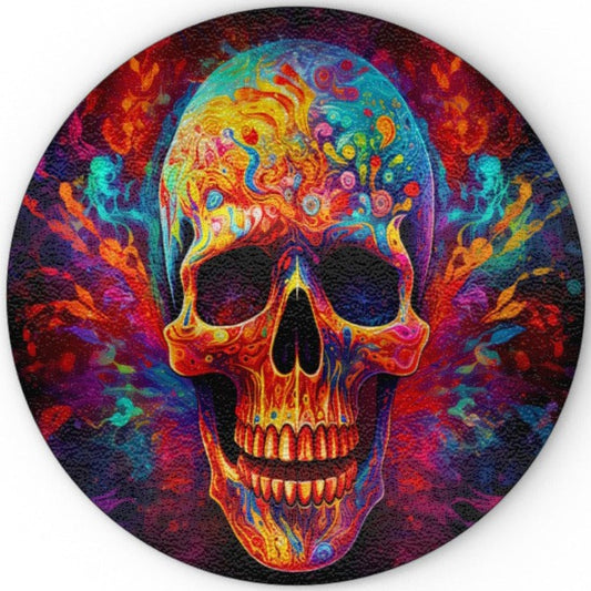 Psychedelic Trippy Skull - Glass Chopping Board