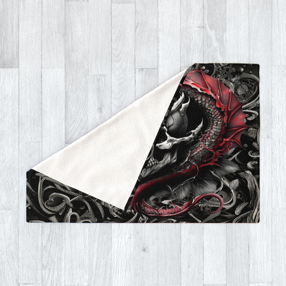 Skull With Dragon Spirit - Polar Fleece Blanket