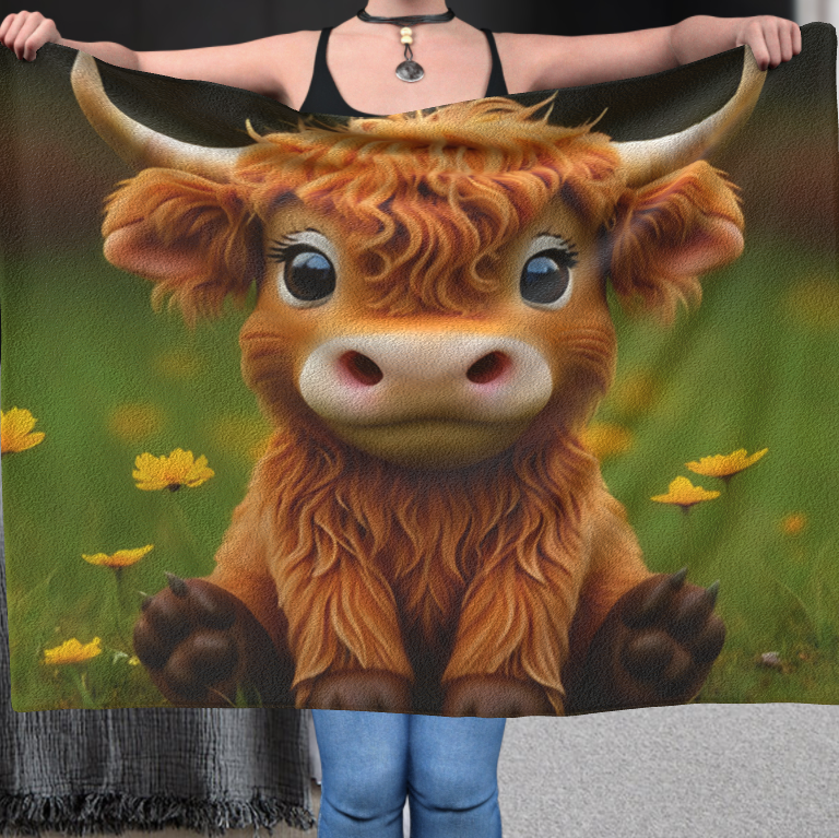 Fudge The Funny Cow - Polar Fleece Blanket