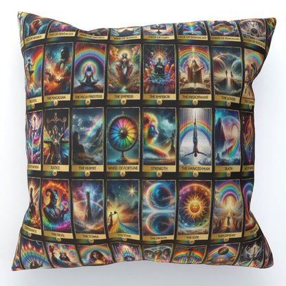 Magical Rainbow Tarot Card Collection Cushion, Double-Sided