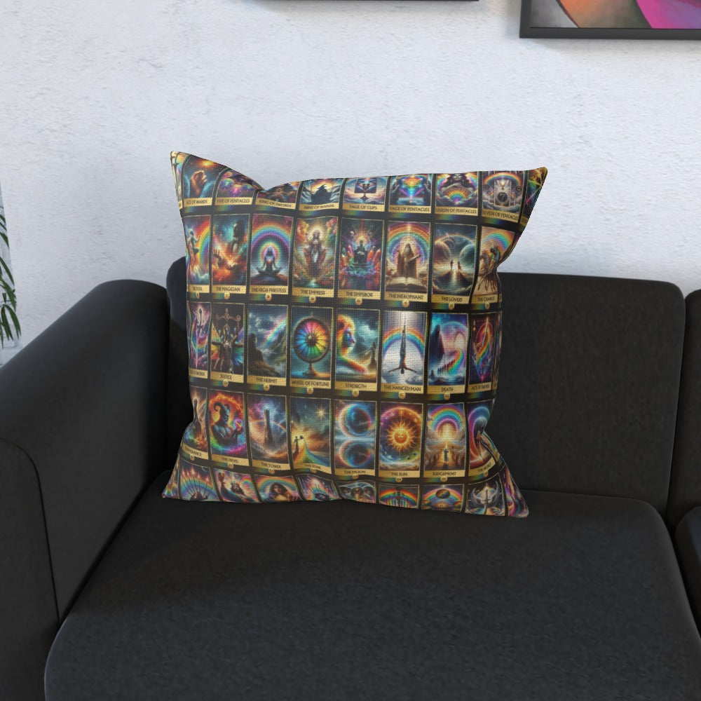 Magical Rainbow Tarot Card Collection Cushion, Double-Sided