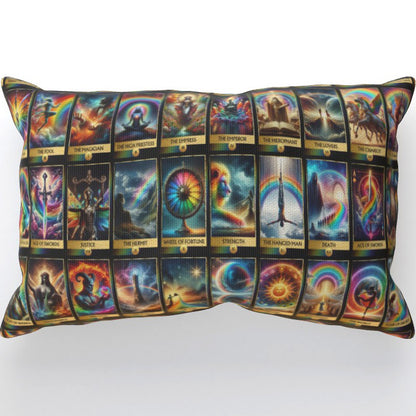 Magical Rainbow Tarot Card Collection Cushion, Double-Sided