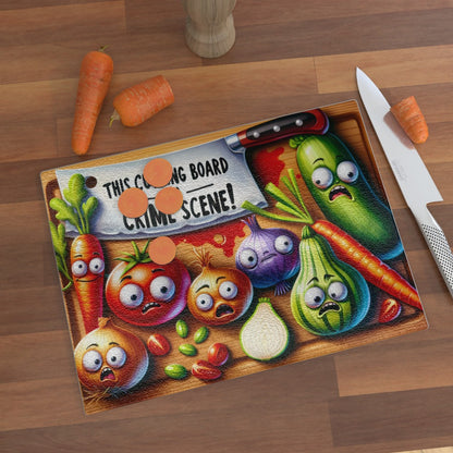 This Cutting Board Is A Crime Scene! Glass Chopping Board