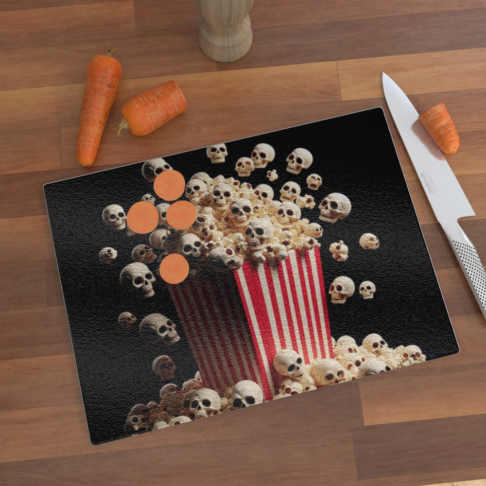 Horror Movie Popcorn - Glass Chopping Board