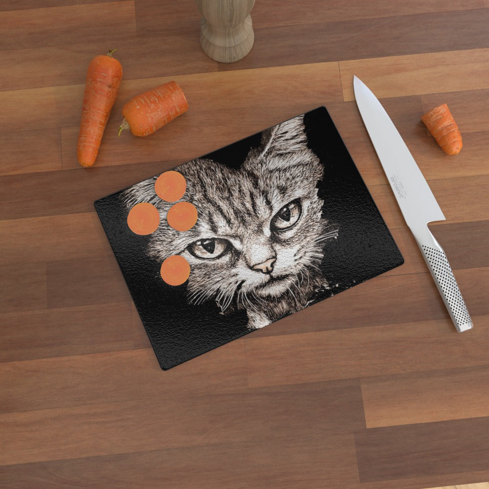 The Cats Are Coming - Glass Chopping Board