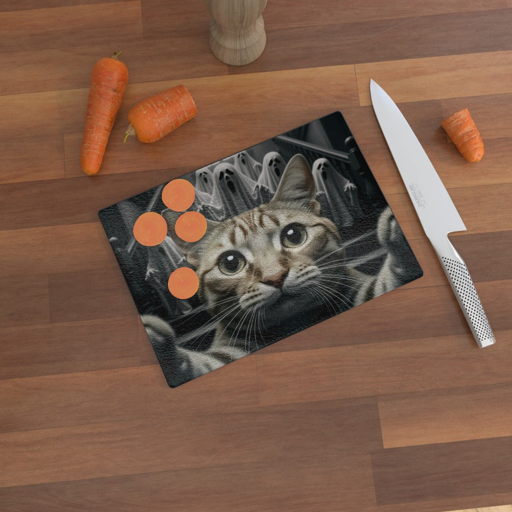 My Cat's Disturbing Selfie - Glass Chopping Board