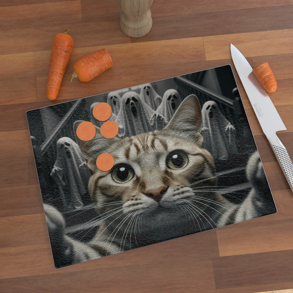 My Cat's Disturbing Selfie - Glass Chopping Board